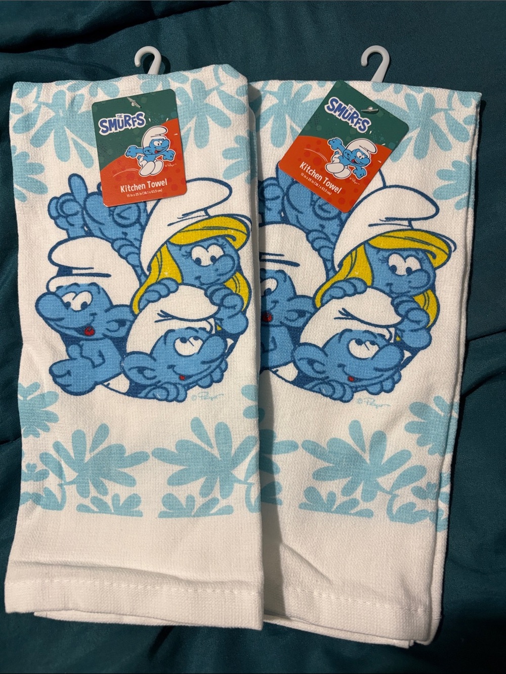 Smurfs Blue & White Kitchen Towels - Set of 2